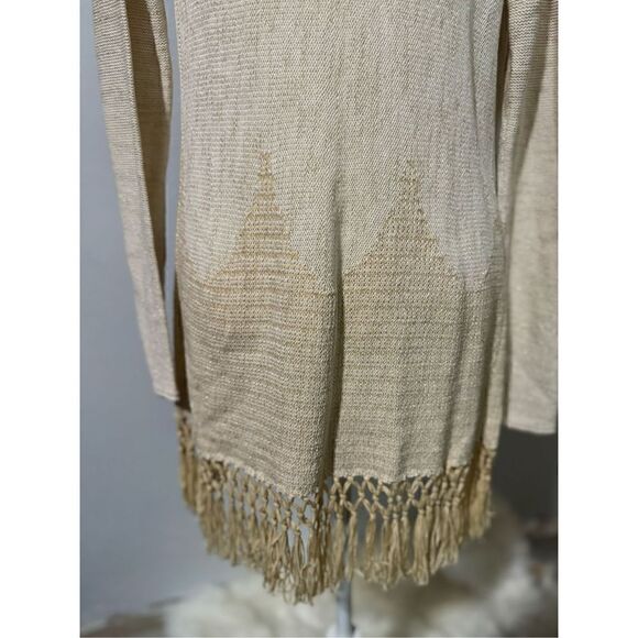 Lilly Pulitzer Tatum gold metallic cardigan long fringe hem S - Picture 7 of 12
